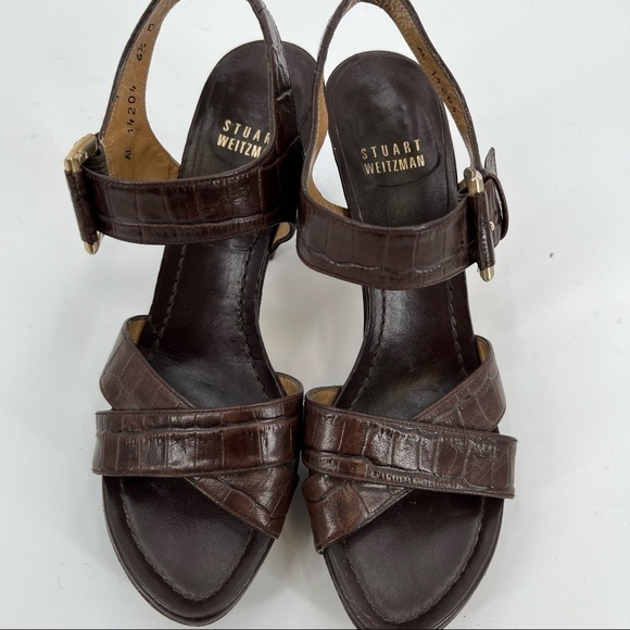 STUART Weitzman leather heel Strap sandals size 6.5 - Picture 2 of 8
